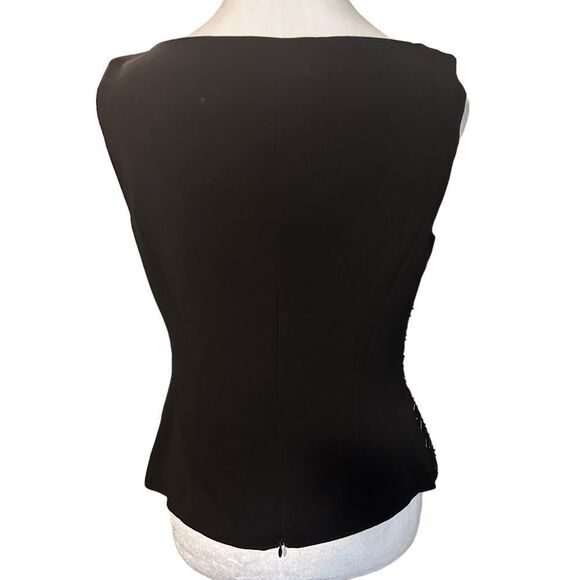 Ella Donna by Ann Taylor Black & White Beaded Sleeveless Blouse‎ 42 Euro Formal - Picture 5 of 10